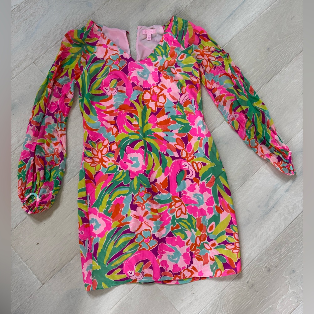 Lilly Pulitzer Pink and Green Floral Dress - 4